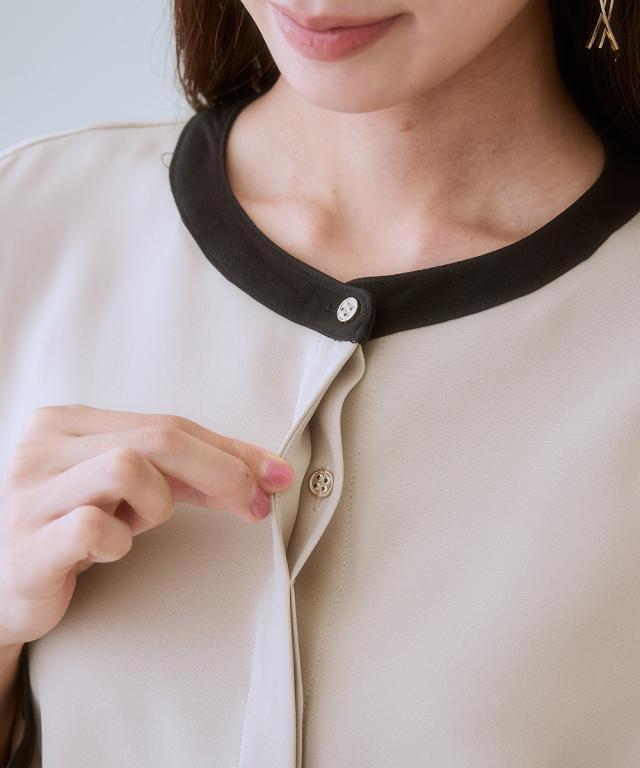 ワンピース ひざ丈 大きいサイズ レディース ベルト付き配色 有 4L/5L