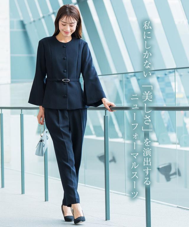 スーツ パンツ フォーマル レディース 入学式 卒業式 袖スリット デザイン ジャケット ウエスト ベルト付 ＋ 有 〔Callarus〕 S/M/L/LL ニッセン nissen_3