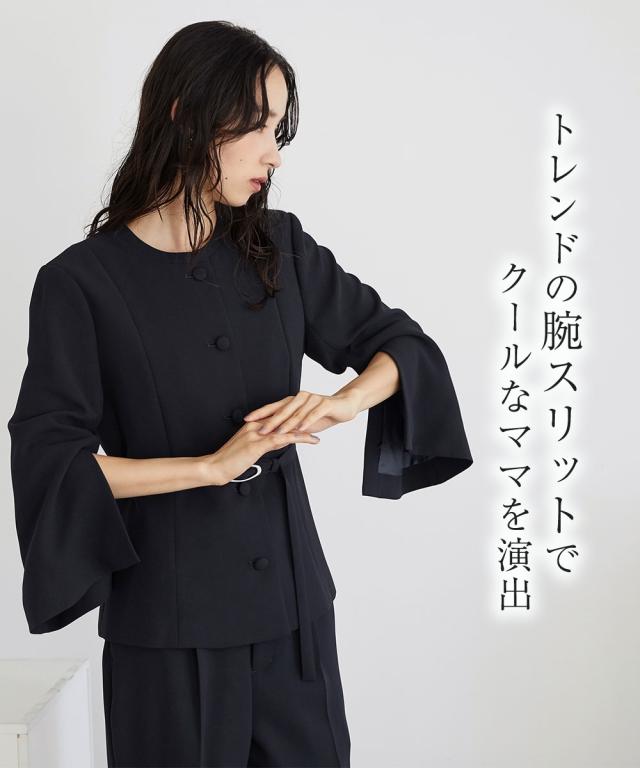 スーツ パンツ フォーマル レディース 入学式 卒業式 袖スリット デザイン ジャケット ウエスト ベルト付 ＋ 有 〔Callarus〕 S/M/L/LL ニッセン nissen_8