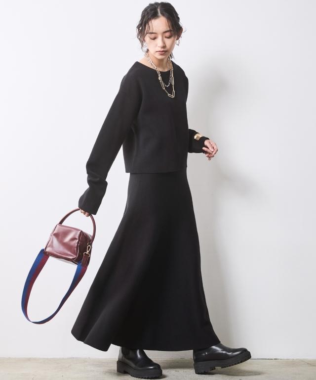 ロングスカート 大きいサイズ レディース フレア ロング ニット スカート シックス タイル マキシスカート 長め ロンスカ 6L/8L/10L ニッセン nissen_3
