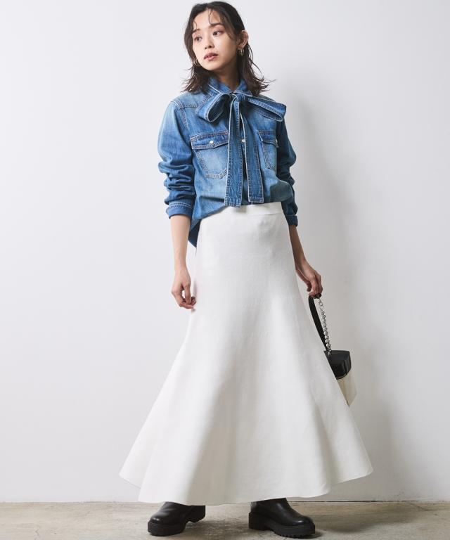 ロングスカート 大きいサイズ レディース フレア ロング ニット スカート シックス タイル マキシスカート 長め ロンスカ 6L/8L/10L ニッセン nissen_4