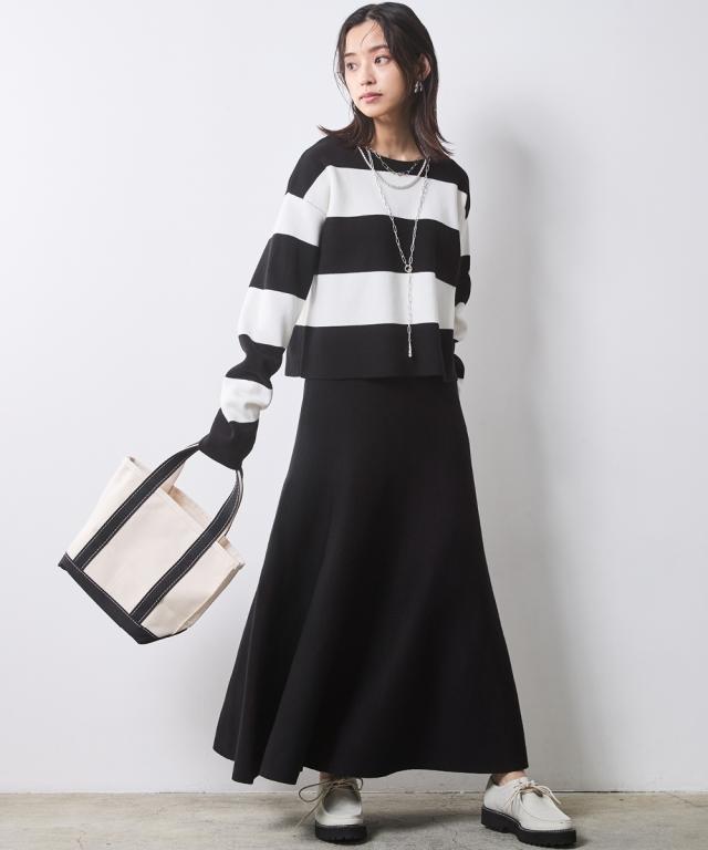 ロングスカート 大きいサイズ レディース フレア ロング ニット スカート シックス タイル マキシスカート 長め ロンスカ 6L/8L/10L ニッセン nissen_5