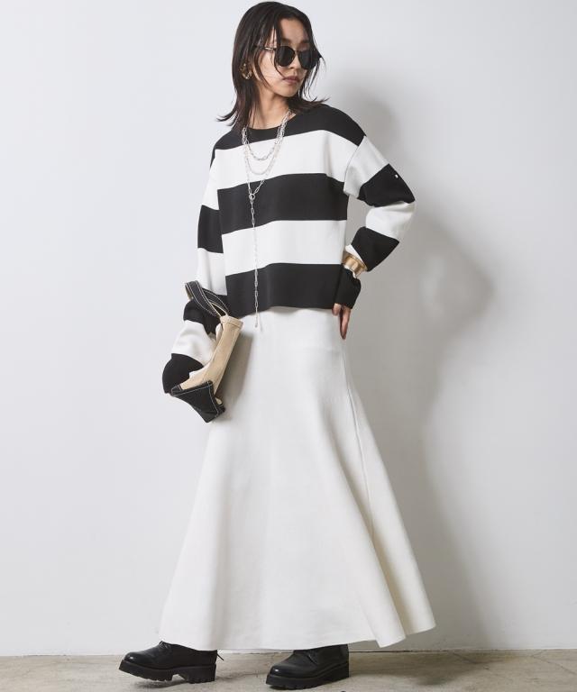 ロングスカート 大きいサイズ レディース フレア ロング ニット スカート シックス タイル マキシスカート 長め ロンスカ 6L/8L/10L ニッセン nissen_6