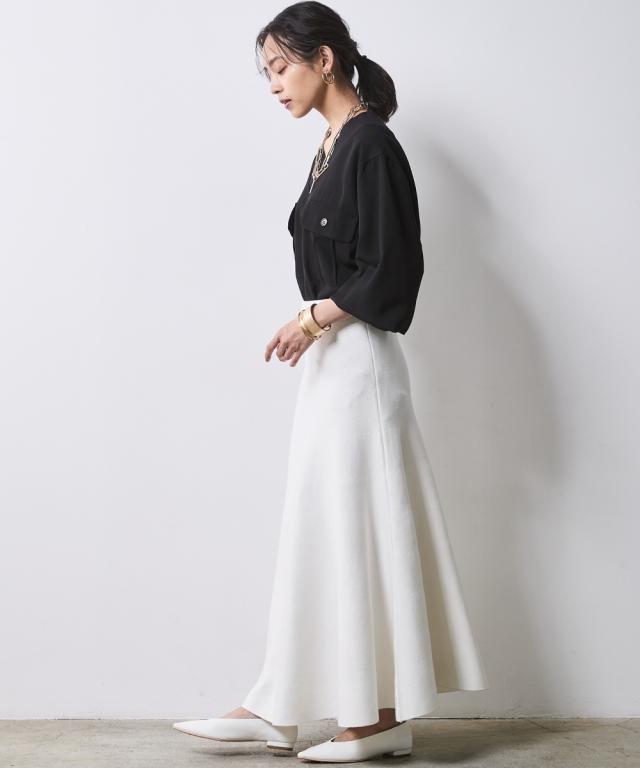 ロングスカート 大きいサイズ レディース フレア ロング ニット スカート シックス タイル マキシスカート 長め ロンスカ 6L/8L/10L ニッセン nissen_16