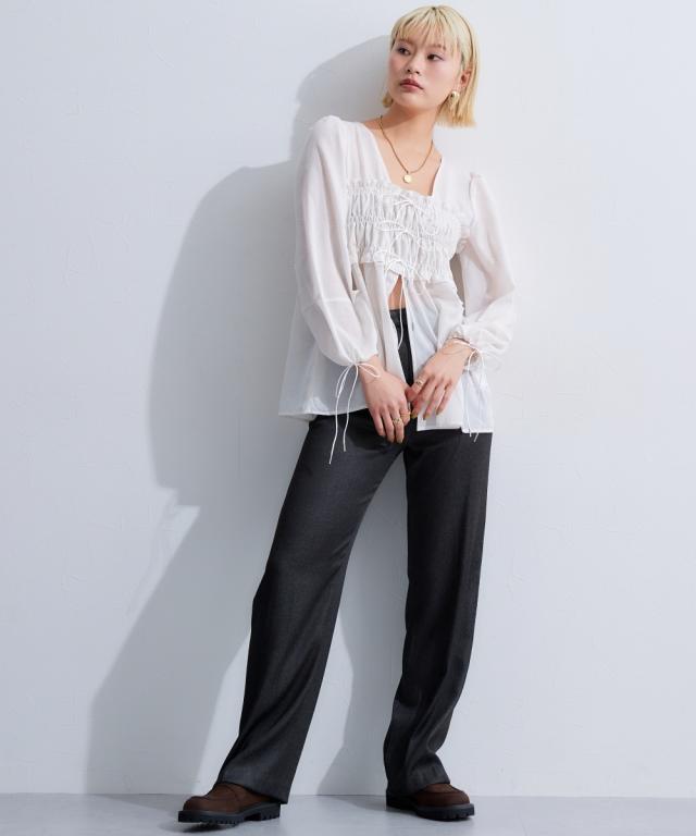 ワイドパンツ レディース デニム トラウザーズ ゆったり 体型カバー