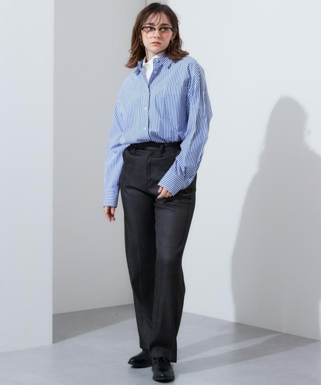 ワイドパンツ レディース デニム トラウザーズ  ゆったり 体型カバー 美脚 ボトムス ズボン M〜L ニッセン nissen ワイドパンツ レディース デニム トラウザーズ ゆったり 体型カバー