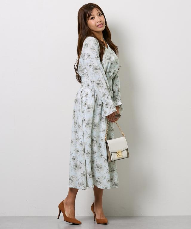 大きい胸専用】キャンディスリーブ長袖花柄ワンピース ニッセン nissen