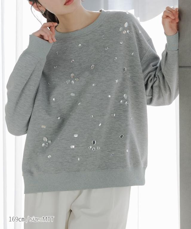 高身長 ビジュー付トレーナー（トールサイズ）fifiean ニッセン nissen