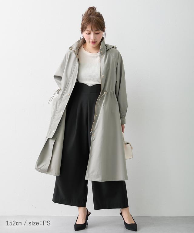 コート アウター 小さいサイズ レディース ドロスト ロング モッズ 低