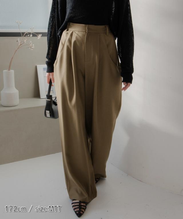 ワイドパンツ トールサイズ レディース 高身長 ドレープポケットワイド パンツ Essenave  ゆったり 体型カバー 美脚 ボトムス ズボン LL/3L ニッセン nissen_5