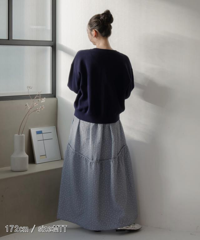 ロングスカート トールサイズ レディース 高身長 ドットフレアギャザー スカート Essenave マキシスカート 長め ロンスカ LL/3L ニッセン nissen_3