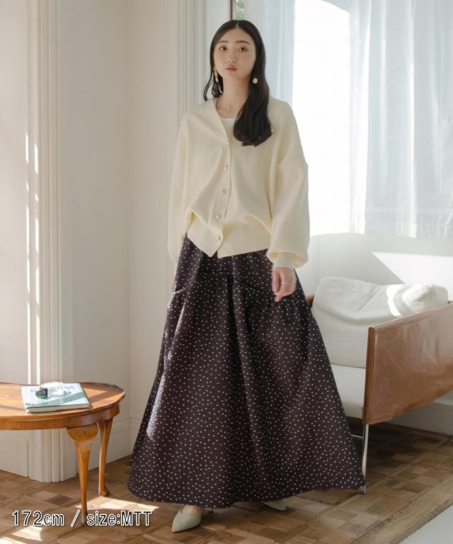 ロングスカート トールサイズ レディース 高身長 ドットフレアギャザー スカート Essenave マキシスカート 長め ロンスカ LL/3L ニッセン nissen_6