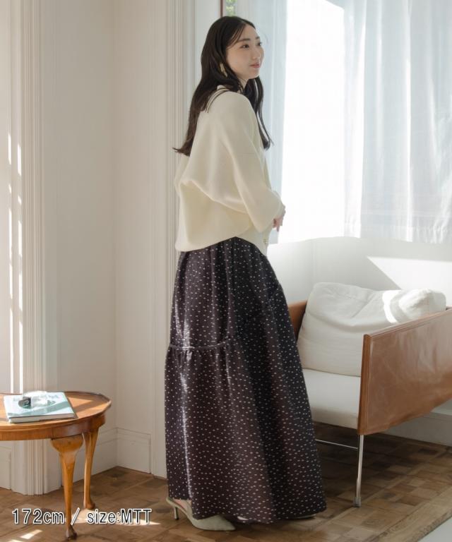 ロングスカート トールサイズ レディース 高身長 ドットフレアギャザー スカート Essenave マキシスカート 長め ロンスカ LL/3L ニッセン nissen_7