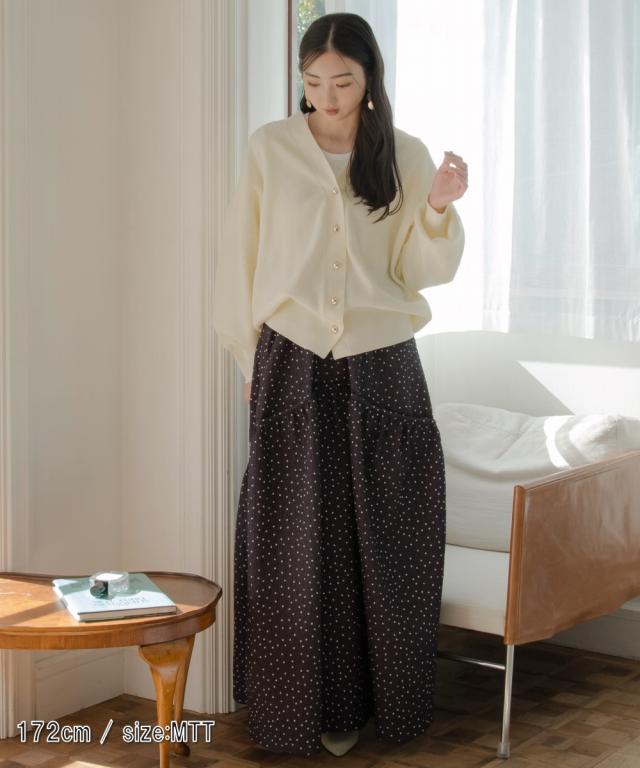 ロングスカート トールサイズ レディース 高身長 ドットフレアギャザー スカート Essenave マキシスカート 長め ロンスカ LL/3L ニッセン nissen_8