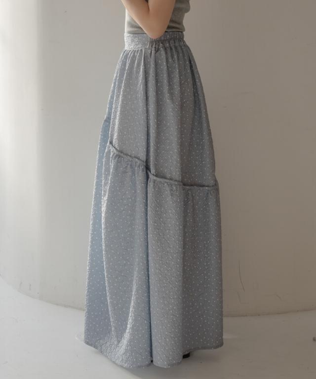ロングスカート トールサイズ レディース 高身長 ドットフレアギャザー スカート Essenave マキシスカート 長め ロンスカ LL/3L ニッセン nissen_16