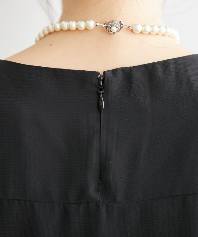 ワンピース ロング マキシ レース 重ね着風シフォンミモレ丈 ひざ下 M