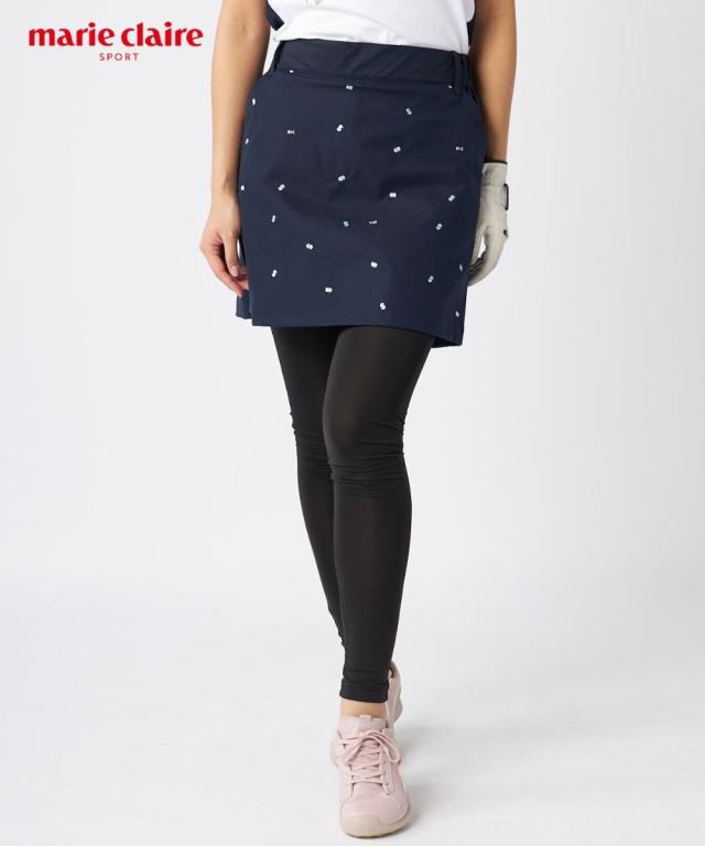 marie claire SPORT スポーツウェア ボトムス レディース marie claire sport レギンス 付き ストレッチ 刺しゅう スカート はっ水 M/L/LL/3L ニッセン nissen_1