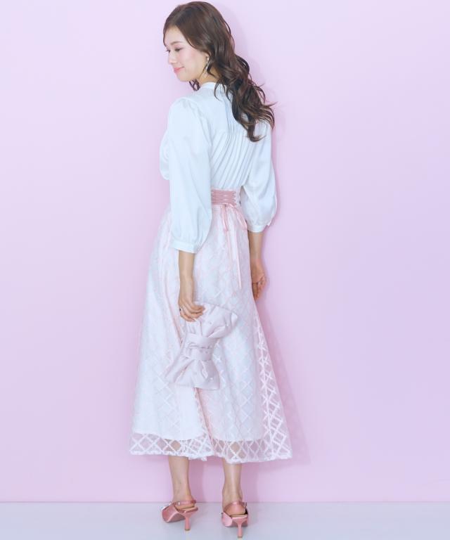 ロングスカート 大きいサイズ レディース レース チェックフレア スカート marun マキシスカート 長め ロンスカ 6L/8L/10L ニッセン nissen_7