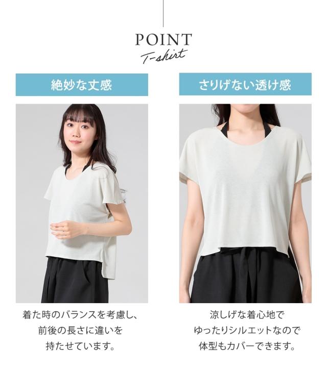 水着 大きいサイズ レディース 4点セット 水陸両用透け感Tシャツ パンツ 付きビキニ MU045-B 夏 かわいい おしゃれ L/LL/3L ニッセン nissen