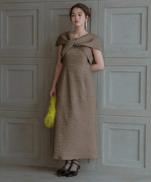 パーティドレス ワンピース レディース 結婚式 パーティー オケージョン ドレス リボン デザイン フクレジャガード 〔Callarus〕 春 夏 秋 冬 ニッセン nissen_5
