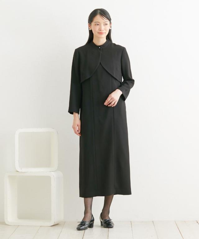 喪服 礼服 ブラックフォーマル レディース 日本製生地使用 洗える防しわパールボタン付き ボレロ 風 ワンピース 有 〔Neina〕 春 夏 秋 冬 ニッセン nissen_11