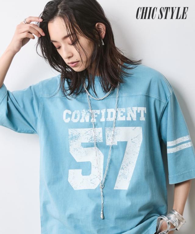 Tシャツ カットソー レディース 綿100％ フットボールTシャツ シックス タイル M〜5L ニッセン nissen ニッセン Tシャツ カットソー レディース 綿100％ フットボールT