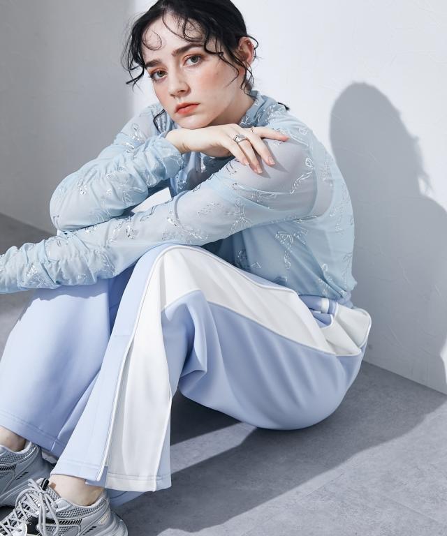 ワイドパンツ レディース カラー トラック パンツ  ゆったり 体型カバー 美脚 ボトムス ズボン M〜L/L〜LL ニッセン nissen