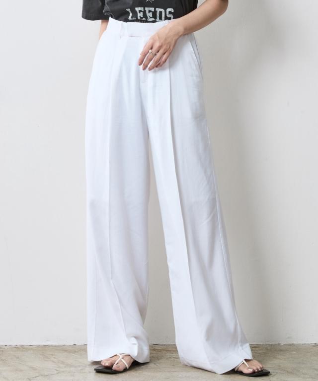 ワイドパンツ レディース レーヨン麻タックワイド パンツ 有 シックス