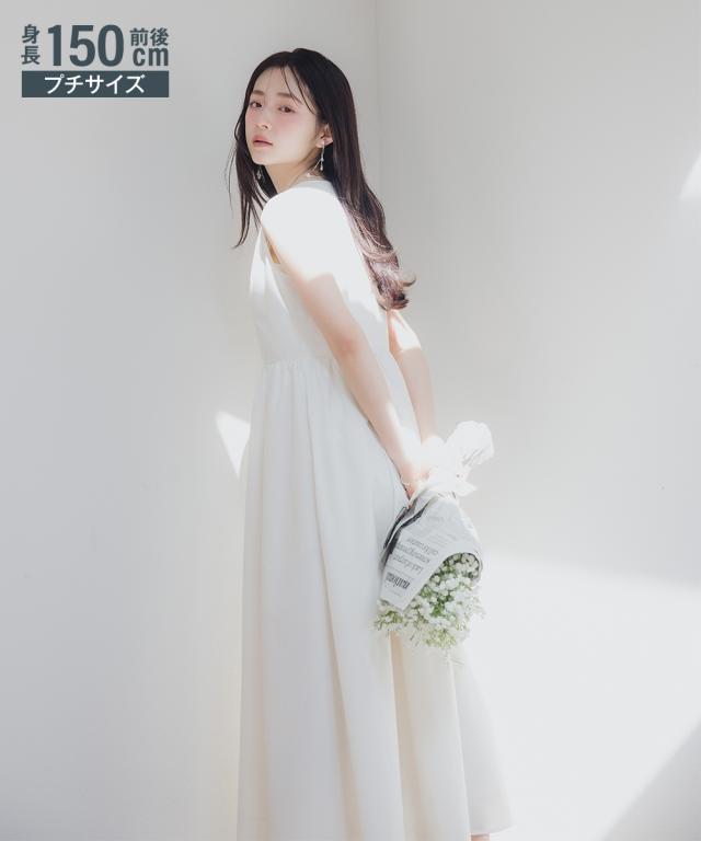 ワンピース ロング マキシ 小さいサイズ レディース Vネック ギャザー 低身長さん 小柄女性 夏 秋 ひざ下 SS/S/M/L ニッセン nissen