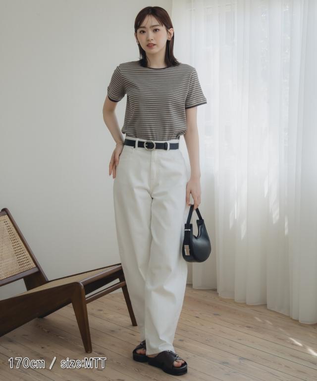 Tシャツ カットソー トールサイズ レディース 高身長 リブボーダー セットアップ ＋ スカート Essenave 夏 LL/3L/4L/5L ニッセン nissen_8