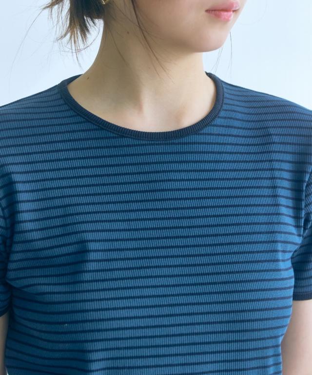 Tシャツ カットソー トールサイズ レディース 高身長 リブボーダー セットアップ ＋ スカート Essenave 夏 LL/3L/4L/5L ニッセン nissen_17