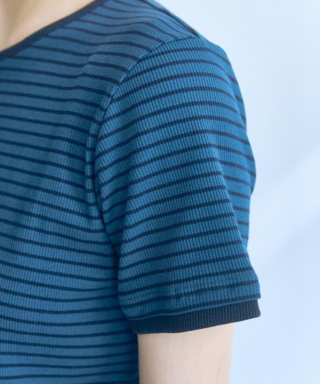 Tシャツ カットソー トールサイズ レディース 高身長 リブボーダー セットアップ ＋ スカート Essenave 夏 LL/3L/4L/5L ニッセン nissen_18