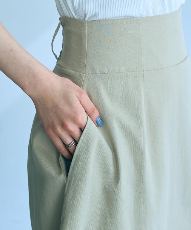ロングスカート トールサイズ レディース 高身長 綿100％ ベルテッドラップ風 スカート Essenave 夏 マキシスカート 長め ロンスカ M/L ニッセン nissen_18