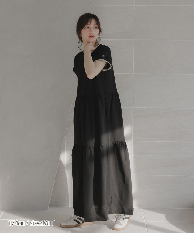 衣装 ロング マキシ トール大きさ レディース 高身たけ 鹿の子ティアードフレア Essenave 夏 ひざ下 LL/3L/4L/5L ニッセン nissen
