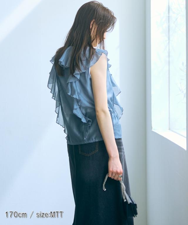 シャツ ブラウス トールサイズ レディース 高身長 フリル 2点セット