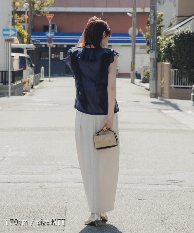 シャツ ブラウス トールサイズ レディース 高身長 フリル 2点セット