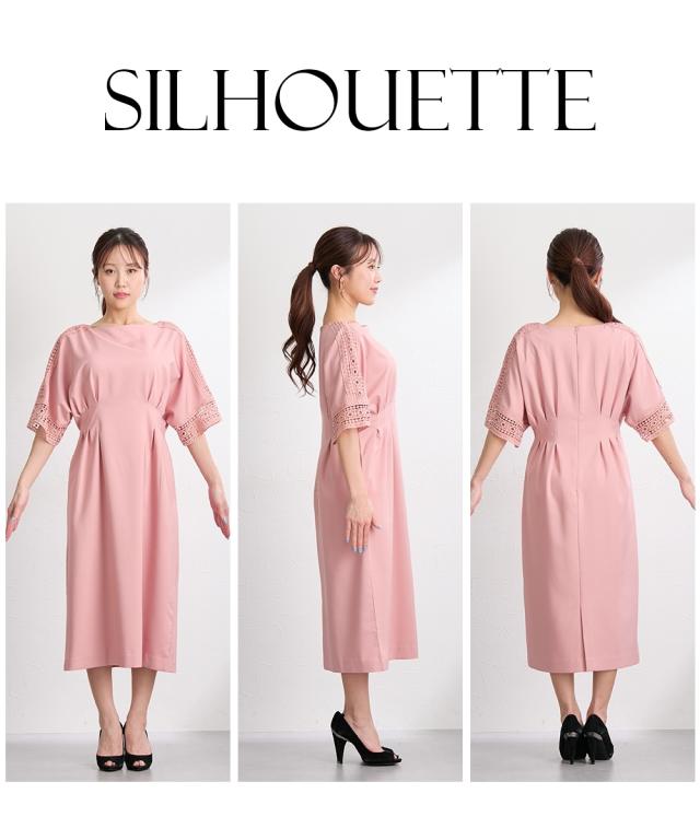 ワンピース ロング マキシ レディース 大きい胸専用 ウエスト タック