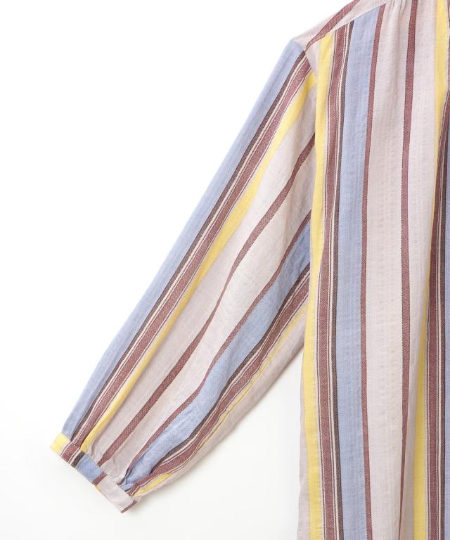 チュニック カラー ストライプ ワンピース アトランダム 夏 体型カバー お尻隠れる | M〜L/LL | ニッセン nissen