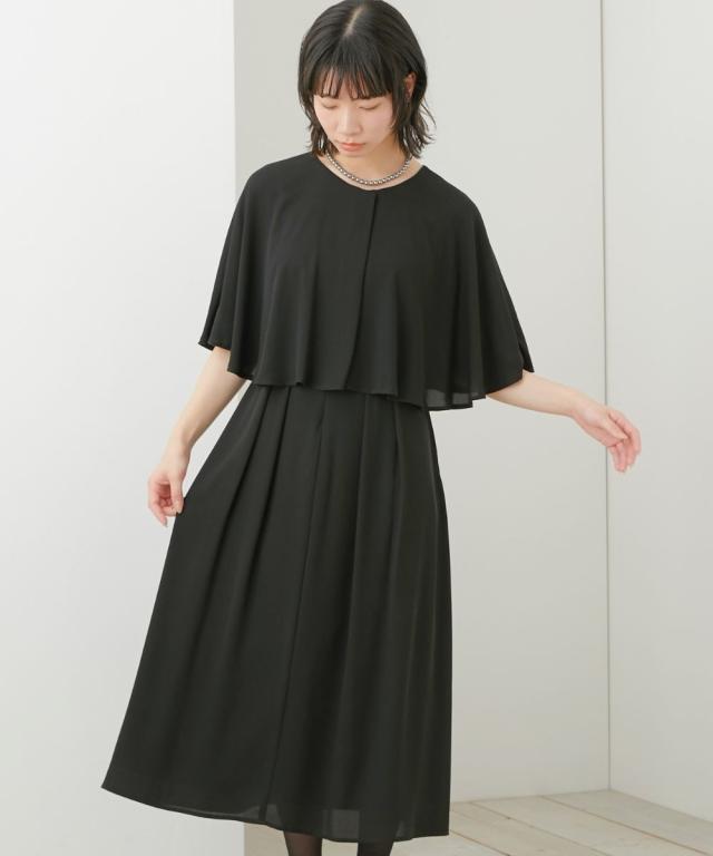 喪服 礼服 ブラックフォーマル レディース 日本製生地使用 洗える防しわ 前開き ケープ風 ワンピース 有 〔Neina〕 春 夏 秋 冬 | M/L | ニッセン nissen_14