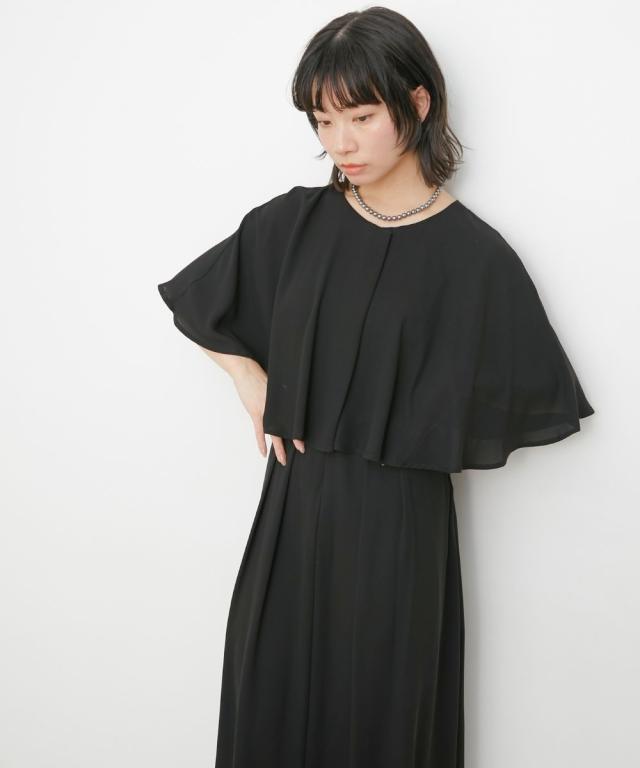 喪服 礼服 ブラックフォーマル レディース 日本製生地使用 洗える防しわ 前開き ケープ風 ワンピース 有 〔Neina〕 春 夏 秋 冬 | M/L | ニッセン nissen_16