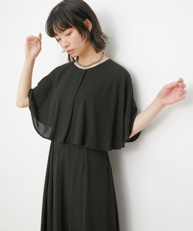 喪服 礼服 ブラックフォーマル レディース 日本製生地使用 洗える防しわ 前開き ケープ風 ワンピース 有 〔Neina〕 春 夏 秋 冬 | M/L | ニッセン nissen_18