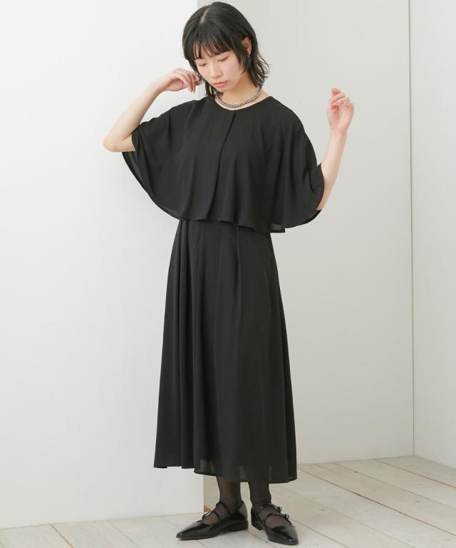 喪服 礼服 ブラックフォーマル レディース 日本製生地使用 洗える防しわ 前開き ケープ風 ワンピース 有 〔Neina〕 春 夏 秋 冬 | LL/3L | ニッセン nissen_13