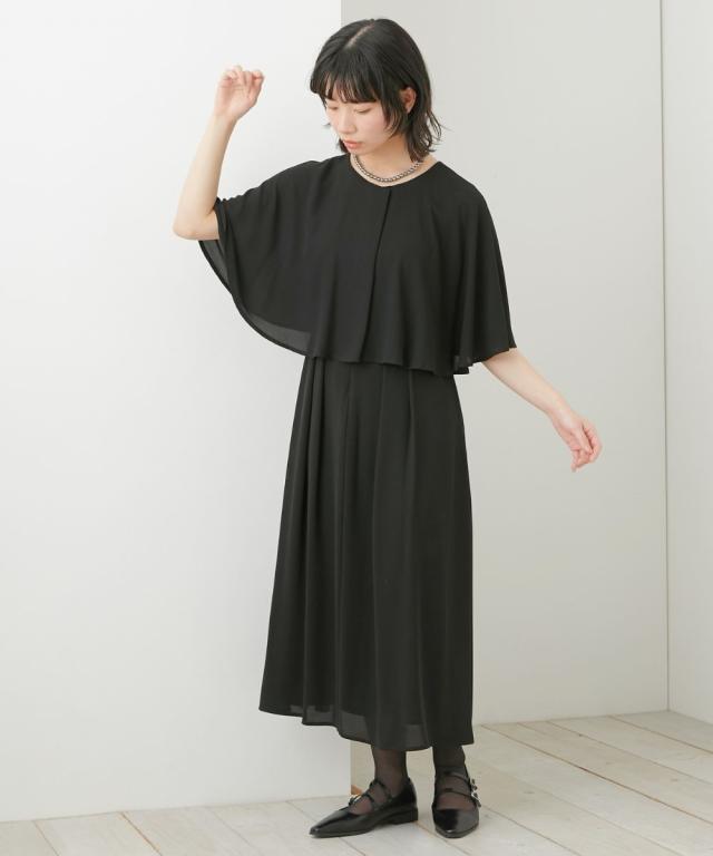 喪服 礼服 ブラックフォーマル レディース 日本製生地使用 洗える防しわ 前開き ケープ風 ワンピース 有 〔Neina〕 春 夏 秋 冬 | LL/3L | ニッセン nissen_15