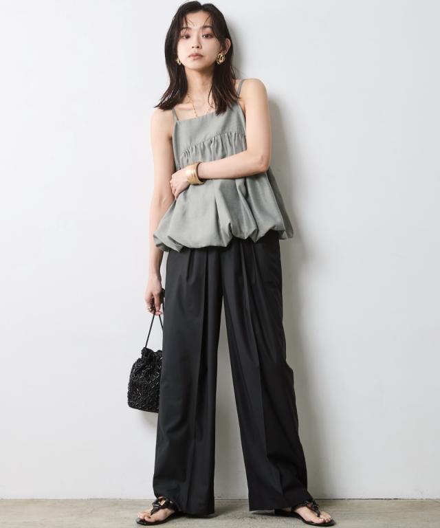 ワイドパンツ レディース タックワイド パンツ 有 シックス タイル 春