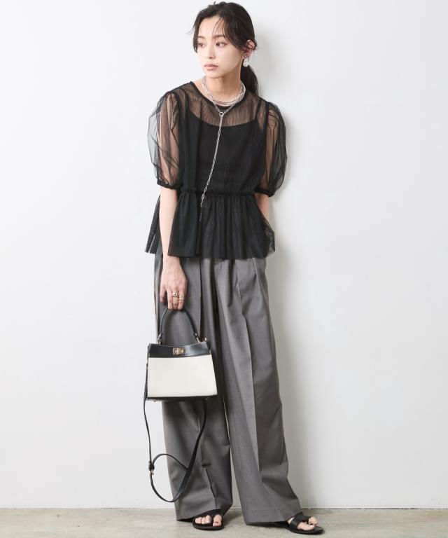 ワイドパンツ レディース タックワイド パンツ 有 シックス タイル 春