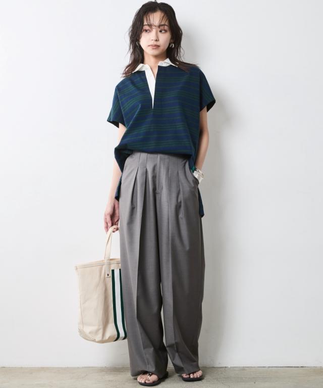 ワイドパンツ レディース タックワイド パンツ 有 シックス タイル 春