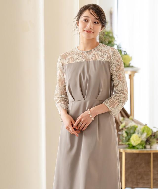 パーティドレス ワンピース レディース 結婚式 パーティー ドレス レース 切り替えタック デザイン 春 夏 秋 冬 二次会 披露宴 | LL/3L | ニッセン nissen_4