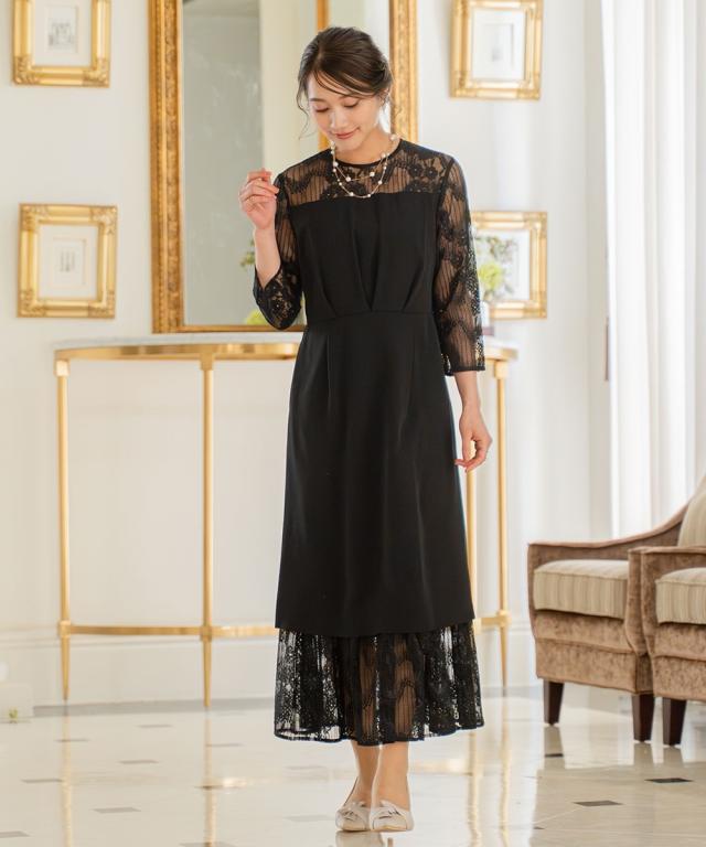 パーティドレス ワンピース レディース 結婚式 パーティー ドレス レース 切り替えタック デザイン 春 夏 秋 冬 二次会 披露宴 | LL/3L | ニッセン nissen_6