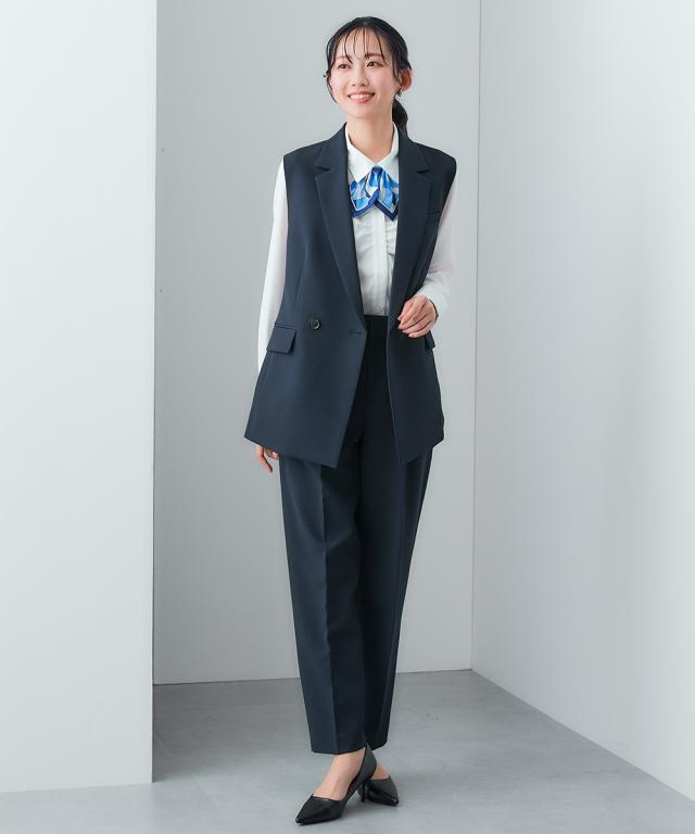 事務服 ベストスーツ レディース 会社制服 多ポケット付 ベスト スーツ ロング丈 ＋ パンツ 羽織る バッグ 有 春 夏 秋 冬 会社 制服 | LL/3L | ニッセン nissen