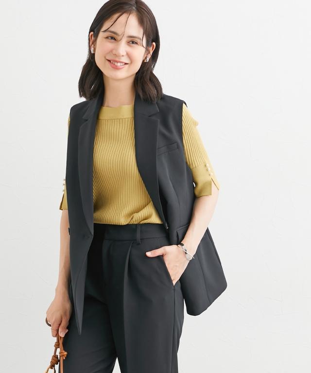 事務服 ベストスーツ レディース 会社制服 多ポケット付 ベスト スーツ ロング丈 ＋ パンツ 羽織る バッグ 有 春 夏 秋 冬 会社 制服 | LL/3L | ニッセン nissen